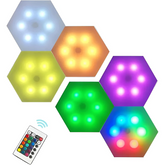 Touch Activated Multi-Color LED Wall Lights (6-Pack) – Modular, Remote-Controlled RGB Hexagon Panels for Bedroom, Living Room, Hallway & Party Decor